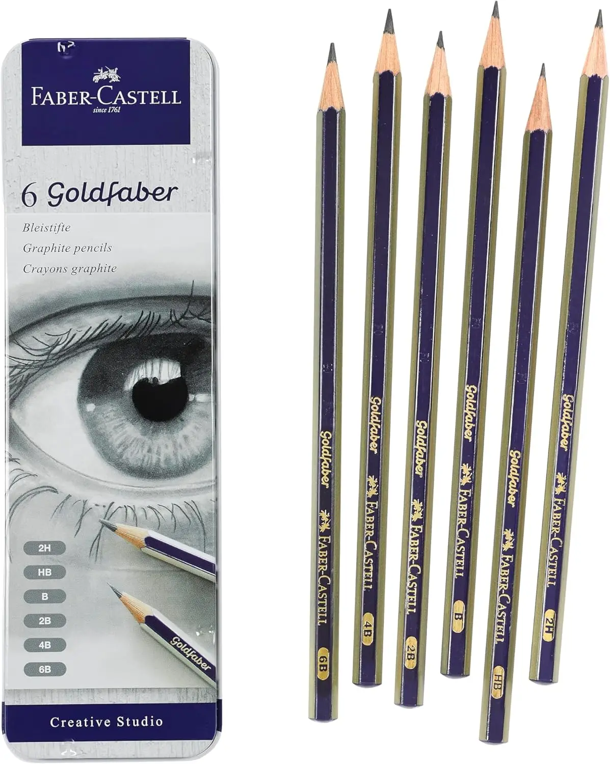 

Professional Graphite Sketch Pencil Set - 6 Pencils (2H, HB, B, 2B, 4B, 6B) for Drawing & Shading