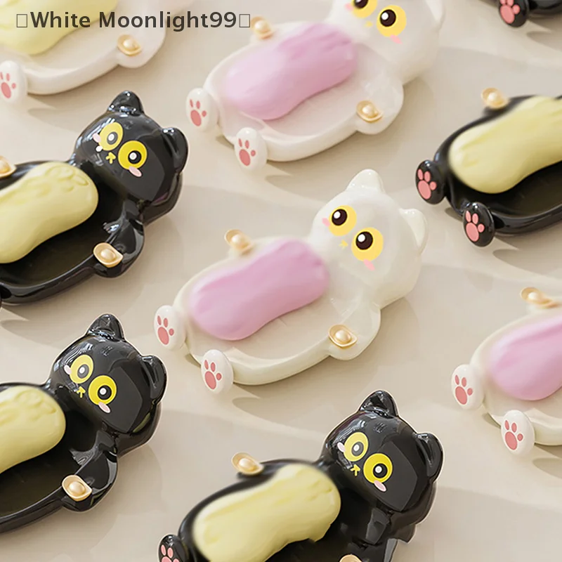 

1pc Cute Cat Soap Dish, Creative Home Bathroom Soap Draining And Storage Tray, Lucky Cat Soap Box Bathroom Accessory.