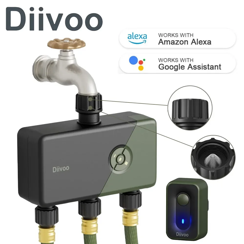 Diivoo WiFi Sprinkler Controller Multi Zone Remote Control Irrigation Water Timer with WiFi Hub Garden Automatic Manual Watering