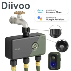 Diivoo-Contrôleur d'arrosage WiFi multizone, minuterie d'irrigation à distance avec concentrateur WiFi, arrosage manuel automatique du jardin