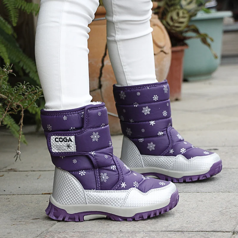 Winter Warm Children Snow Boots Plush Girls Sneaker Luxury Waterproof High Top Non-slip Cotton Kids Snow Ankle Boots for Girl