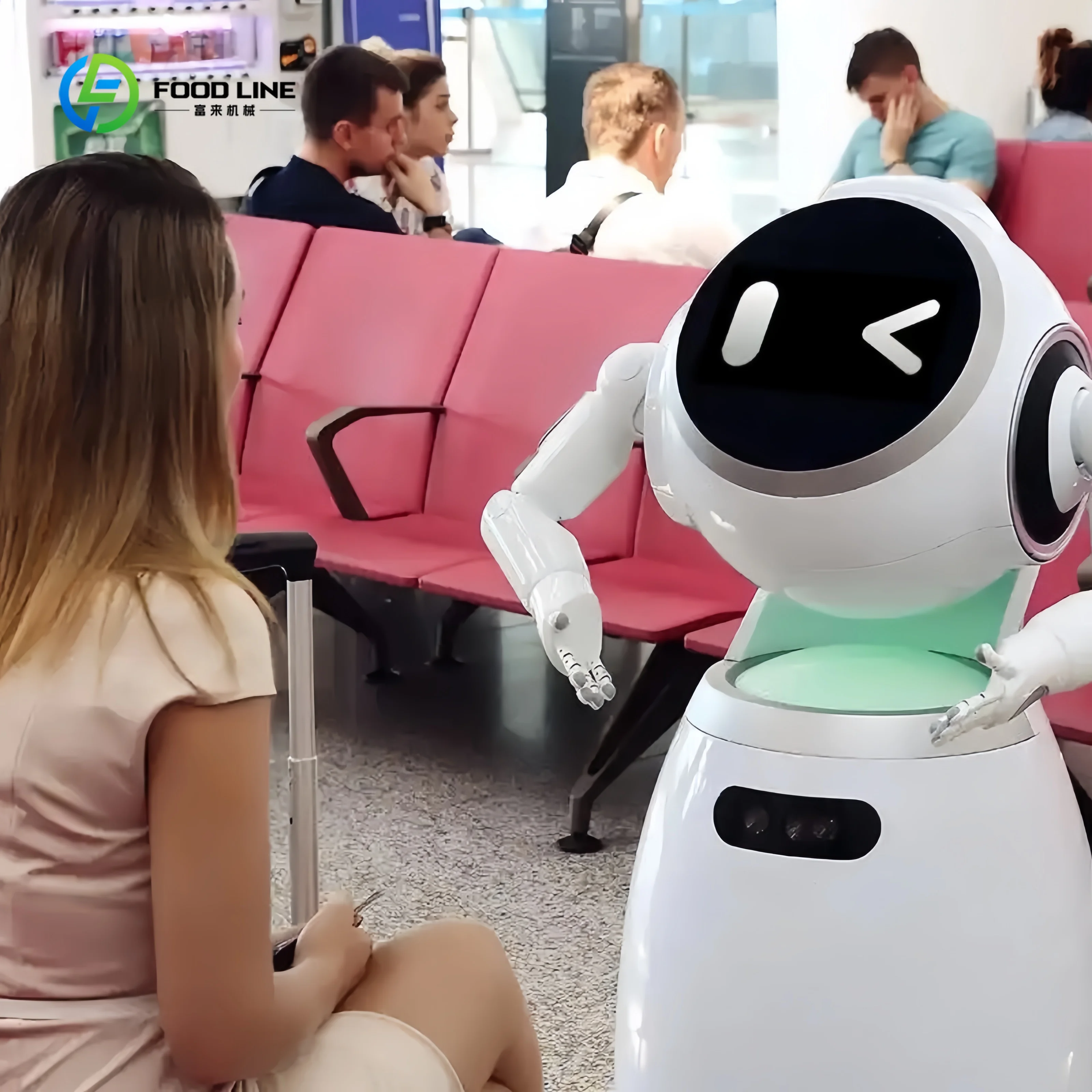 روبوت استقبال مكتبي تفاعلي ذاتي التوجيه يعمل بالذكاء الاصطناعي للتعرف على الوجه، ودردشة ترحيب لروبوت استقبال المساحات التجارية #1