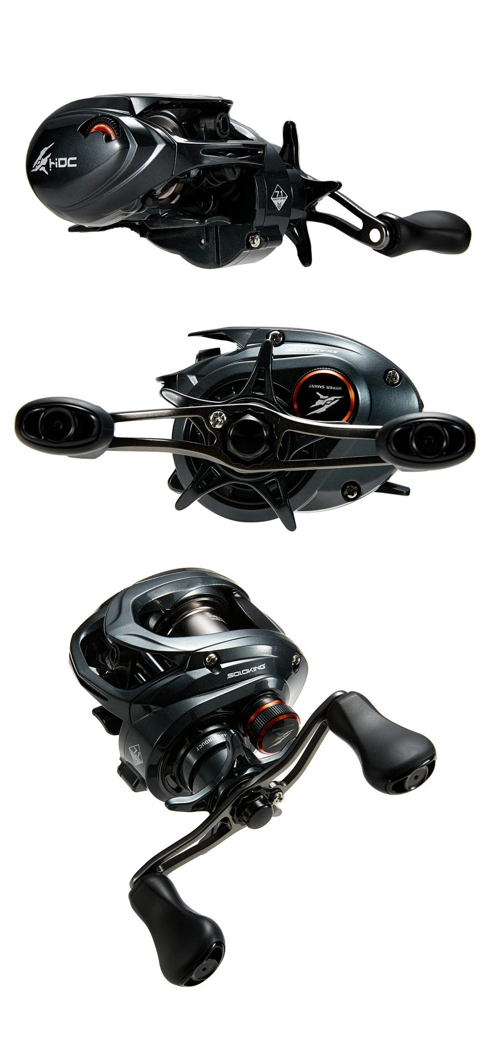Cylius HIDC DC 152g Carbon Baitcasting Angelrolle 7.1:1 10+1 BB Maximale Bremskraft 5kg Meerwasserbeständig Digitale Steuerung Angelrolle – Detail 12