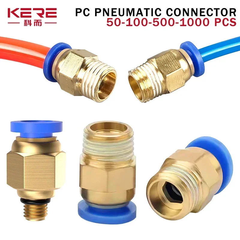 50/100PCS Pneumatic Air Connector Fitting PC 4/6/8/10/12mm Male Thread 1/8 1/4 3/8 1/2 Hose Fittings 4-m5 Pipe Quick Connectors