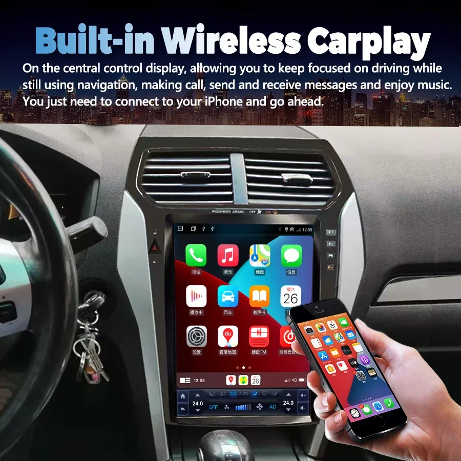 2025 راديو سيارة جديد لفورد اكسبلورر 2011-2019 أندرويد سماعة لاسلكية تعمل بالبلوتوث CarPlay نظام تحديد المواقع رئيس وحدة شاشة تعمل باللمس نظام ستيريو اللمس #4
