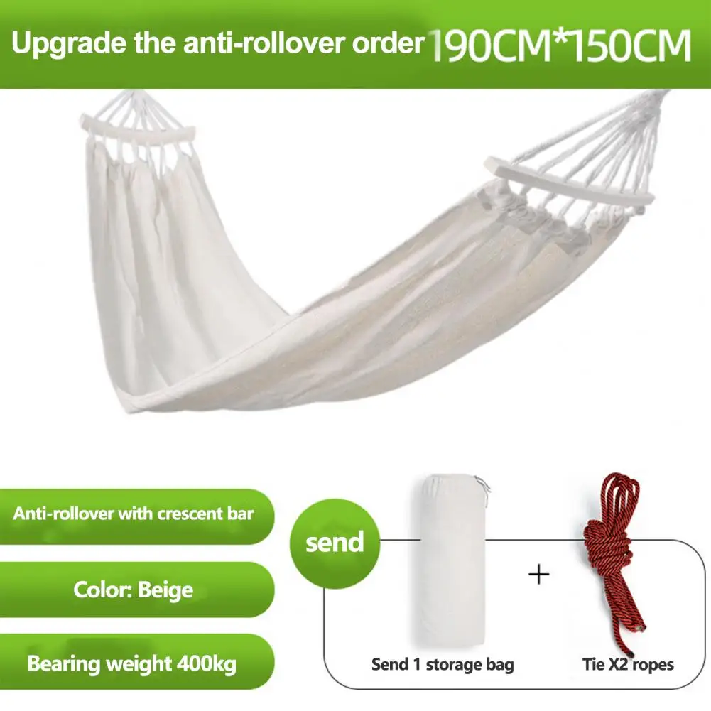 1 Set Wear-resistant Double Hammock Beige Single Hammock Cozy Swing Single Double  Hammock  Rest