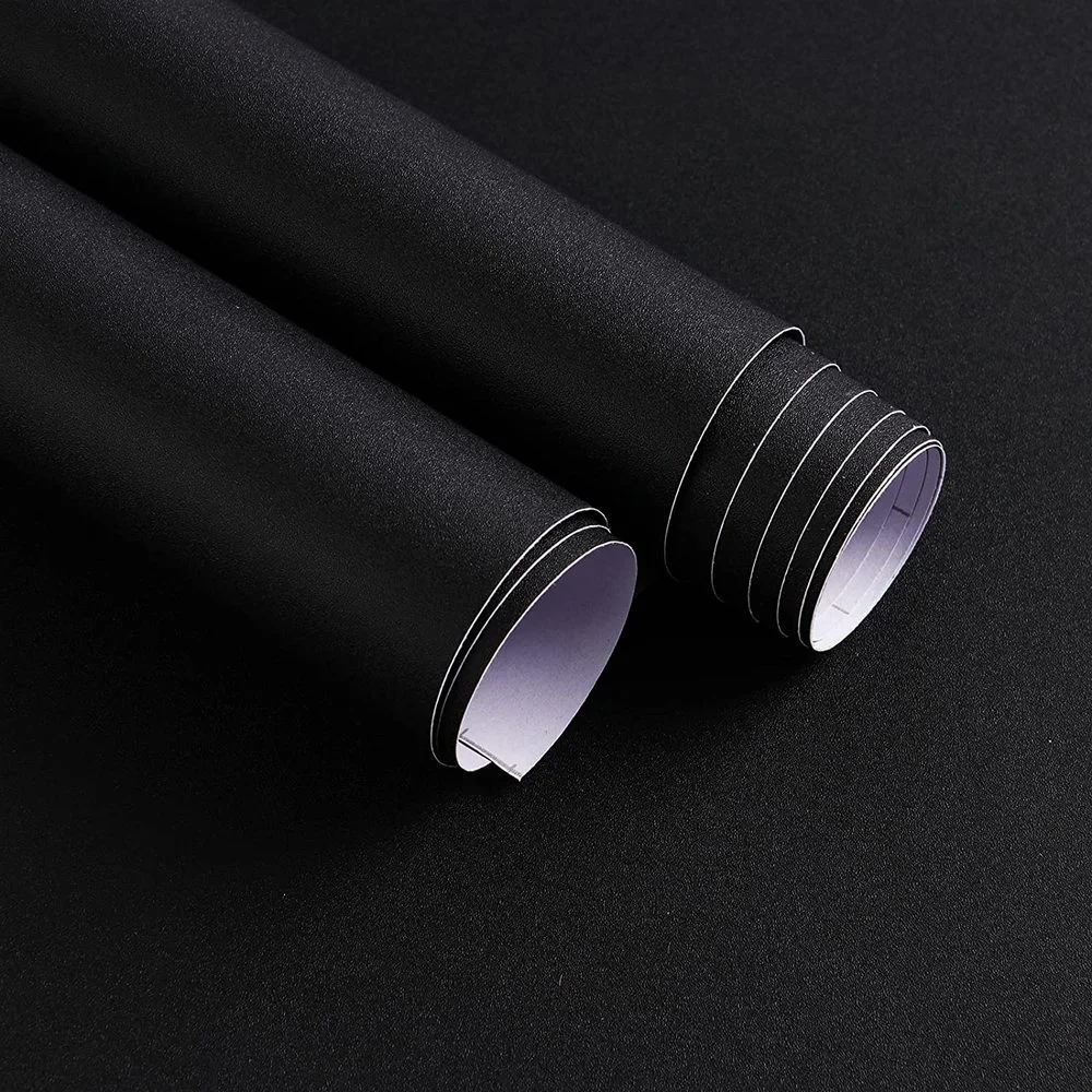 40cm Width Self Adhesive Wallpaper Black Matte Vinyl Removable Decor Living Room Bedroom Table Furniture Wall Sticker Paper