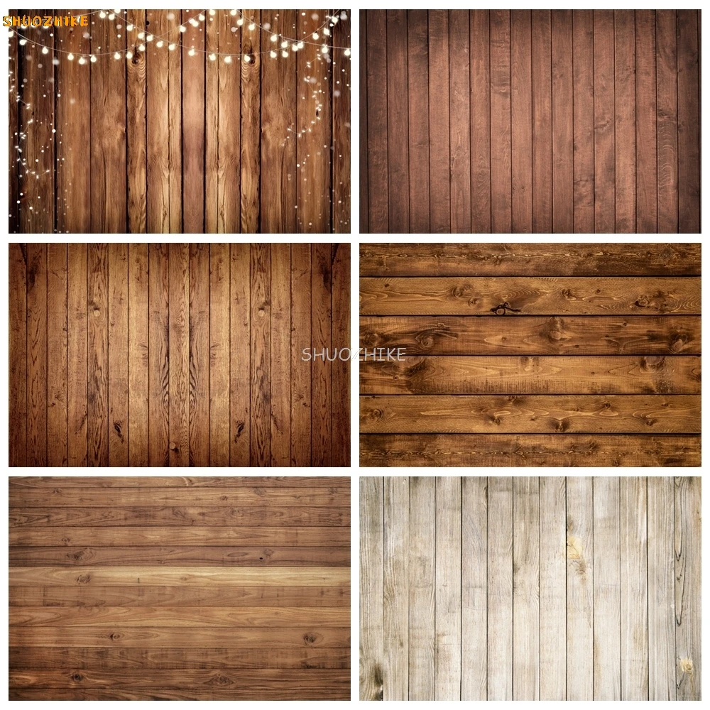 

Rustic Brown Wooden Background for Photography Retro Wood Board Wedding Baby Shower Birthday Kids Portrait Pet Photo Background