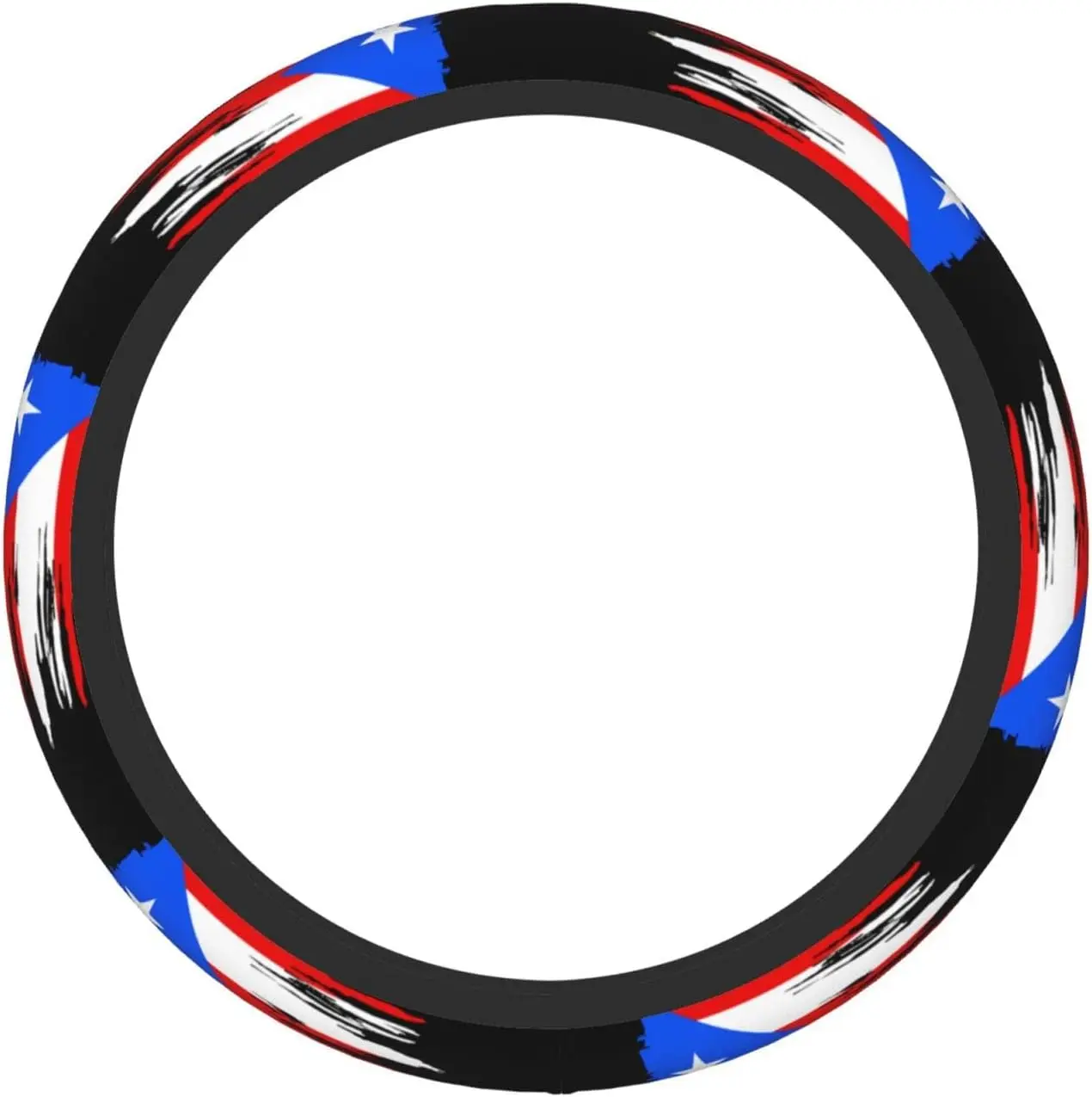 Puerto Rico Flag Steering Wheel Cover for Men Women Anti-Slip Elastic Thickened Steering Wheel Cover Universal Fit 15 Inch