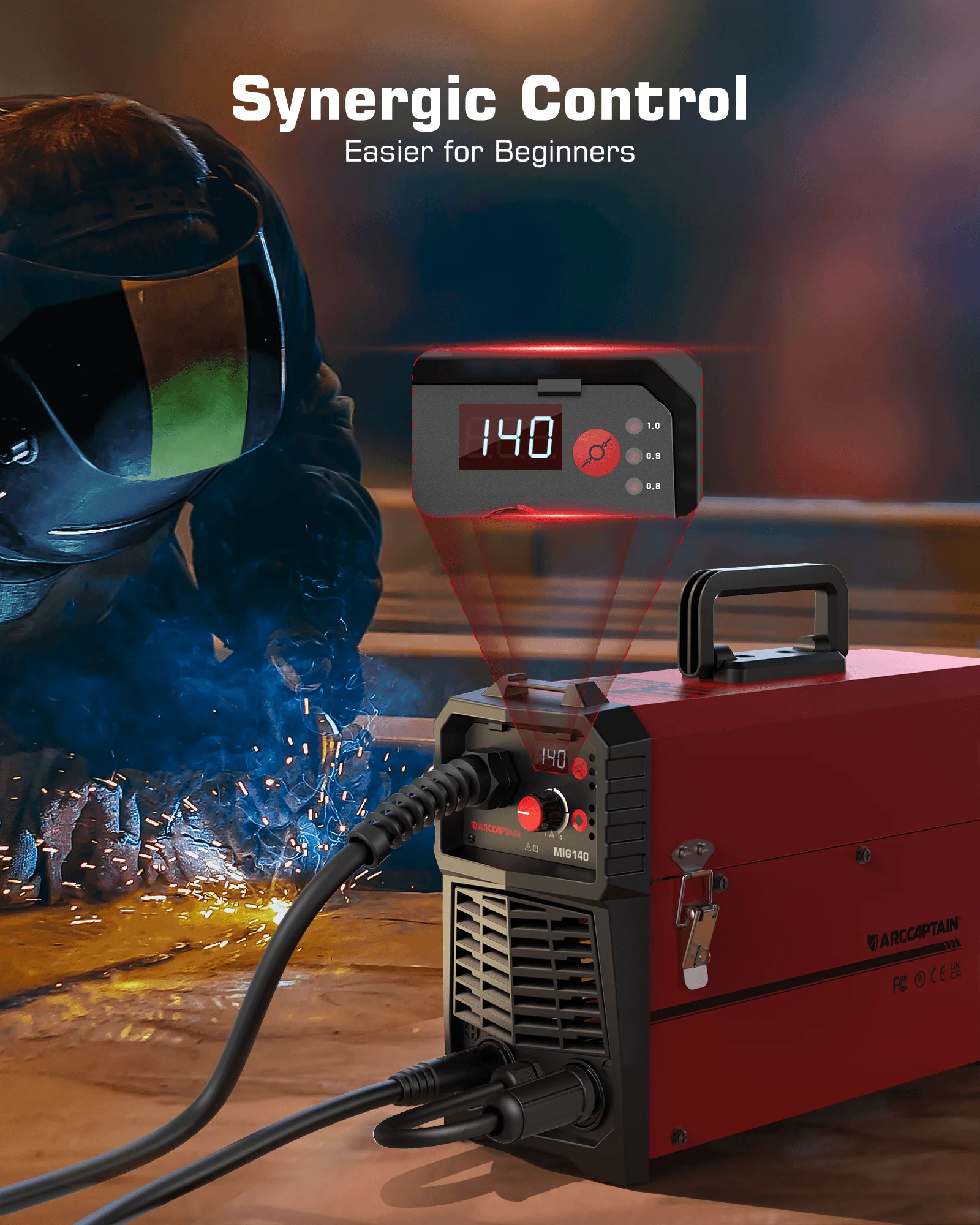 ARCCAPTAIN 4 in 1 220V 140Amp Semi-automatic MIG Welding Machine Lift Tig Argon ARC MMA Mig MAG Welder No Gas IGBT Synergy Tools