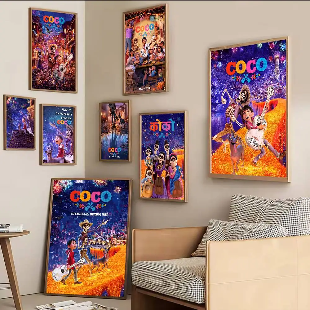 Movie C-Coco Anime Vintage Posters Sticky Retro Kraft Paper Sticker DIY Room Bar Cafe Kawaii Room Decor