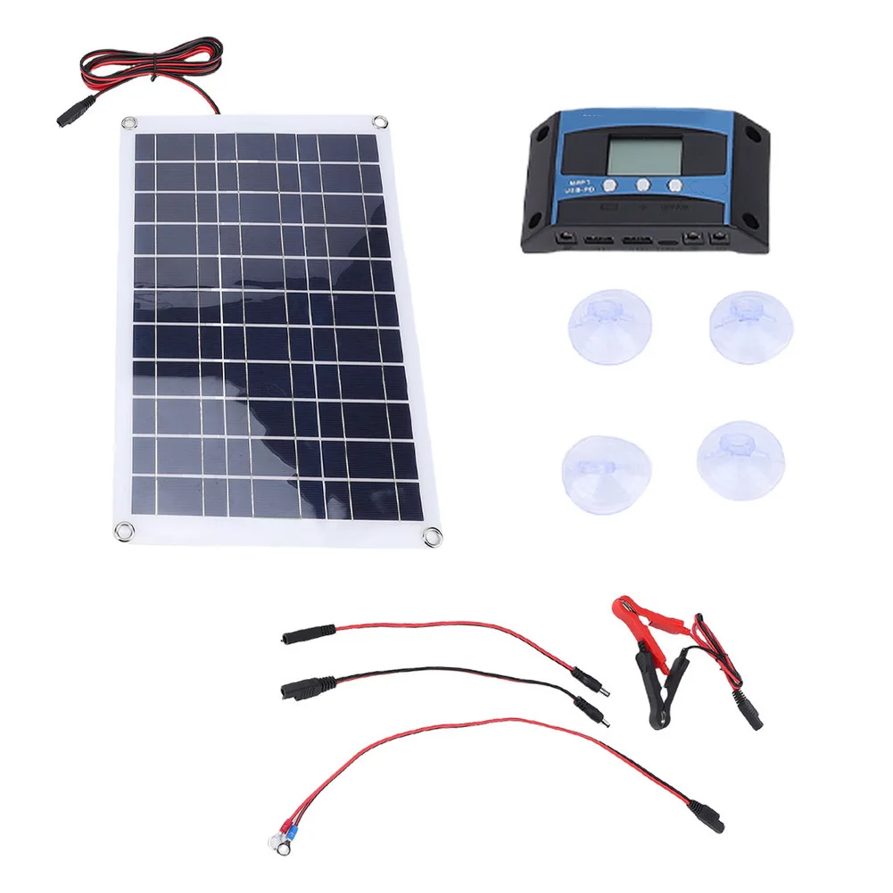 200W Monocrystalline  For Solar Panel Kit With 100A MPPT Controller & USB Ports For Test Measurement Tool Accessory
