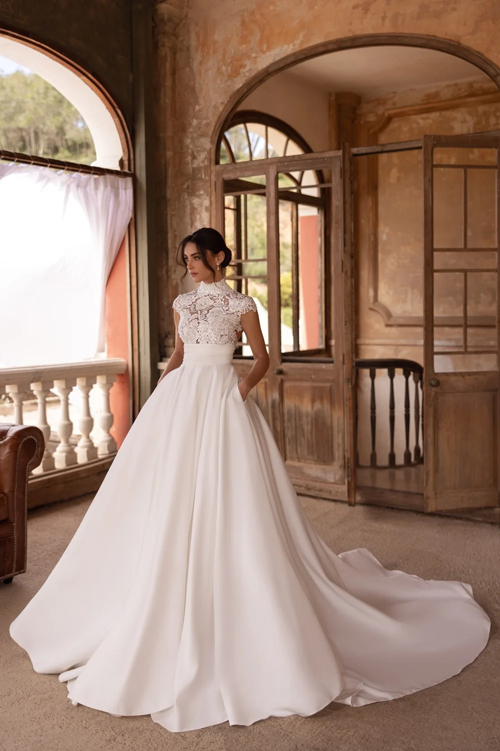 Vestido De Novia Desmontable 2 En 1 Minimalista Wedding Dresses For Woman Elegant Boda Civil A line Encaje Satin Dress Bespoke