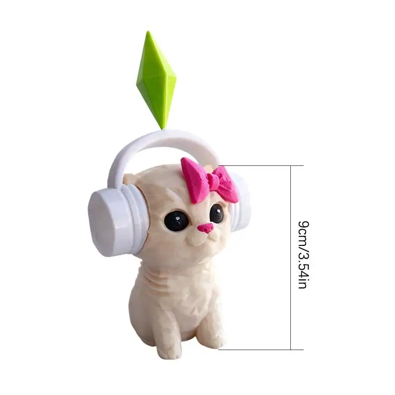 C 1pc new Miyin Dancing Cat Statue Wearing Headphones 3D Printed Cat Ornament Home Office Decor Car Decoration Party Gift