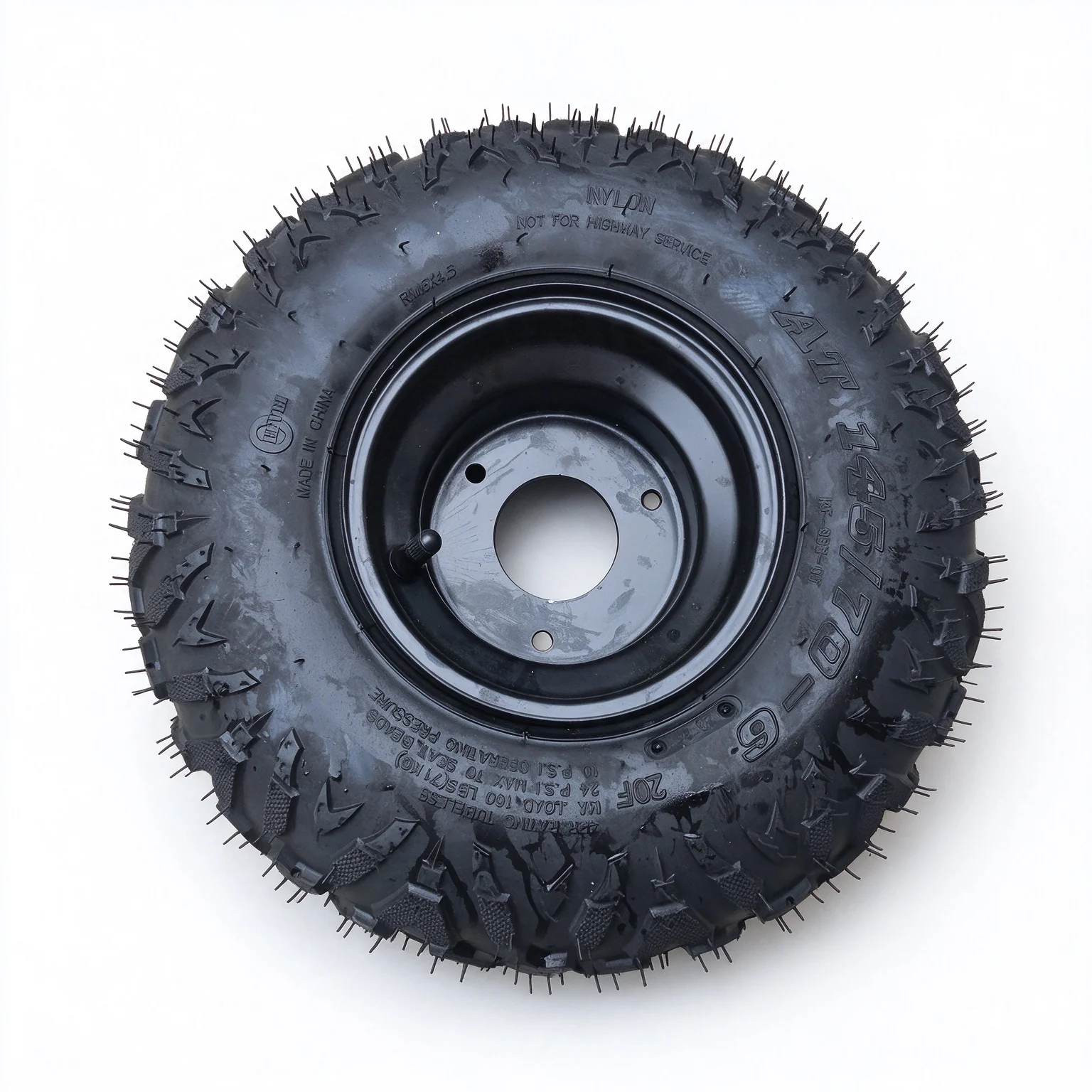 145/70-6 6 Inch Tubeless Vacuum Tire Wheel Hub Assembly, 3-Hole Rim Complete Wheel for ATV Quad Go Kart Buggy Replacement Parts