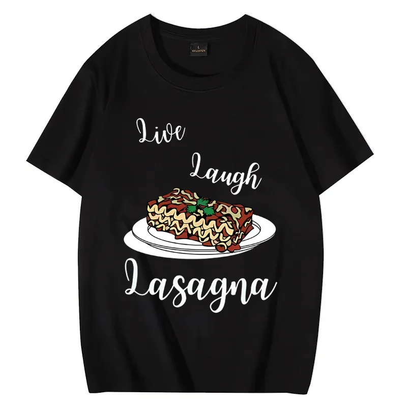 

Vintage T shirt Men and Women Live Laugh Lasagna Short Sleeve Unisex T - Shirt 2023 Summer funny gothic Cotton Oversized Tee