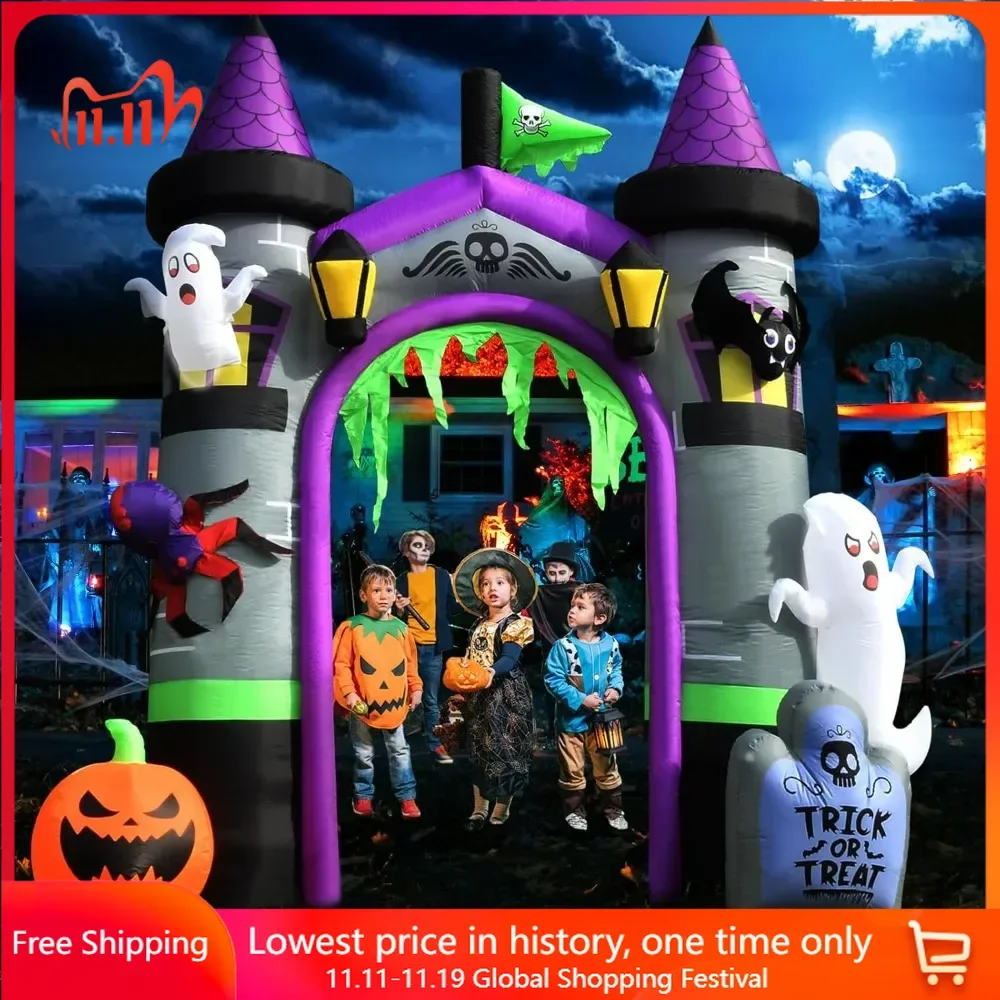 

Halloween Inflatables Outdoor Decorations, Ghost, Pumpkin, Witch, Castle, Archway, Spooky Light-Up Blow Up Halloween Decorations