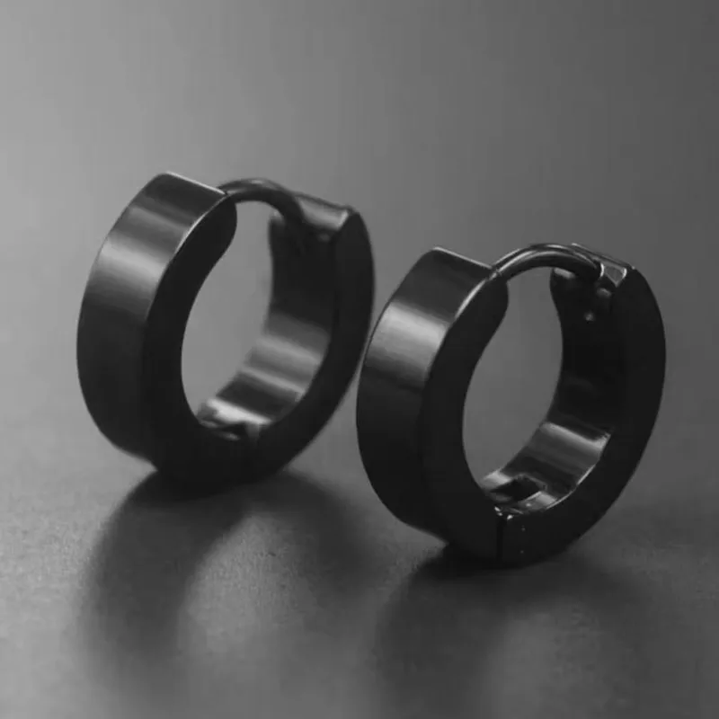 الأزياء الفولاذ المقاوم للصدأ وأقراط للرجال الهيب هوب تصميم بسيط جولة هوب أقراط الأزياء والمجوهرات الرجال الملحقات #1