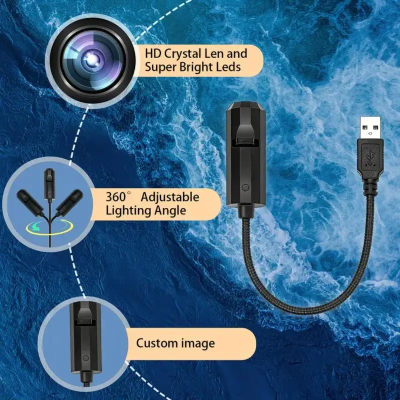 Marine Life Theme Portable USB Projection Light 8 Patterns Room Ceiling Background Atmosphere Decor Lamp