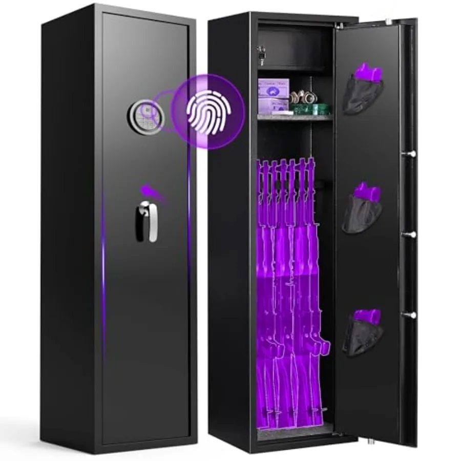 

810 Безопасный для винтовки для дома с биометрическим паролем по отпечаткам пальцев и доступом к ключам Шкафчик для пистолета высотой 57,1 Сборка не требуется Безопасная Fi