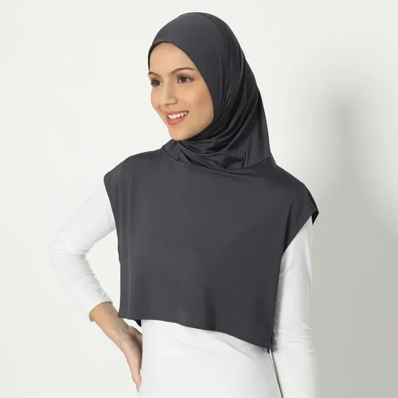 Musulmano Sport Hijab Abaya Hijab Per La Donna Abaya Donne Jersey Islamico Testa Sciarpa Turbante Instant Wrap Crop Top Falso Collare Scialle