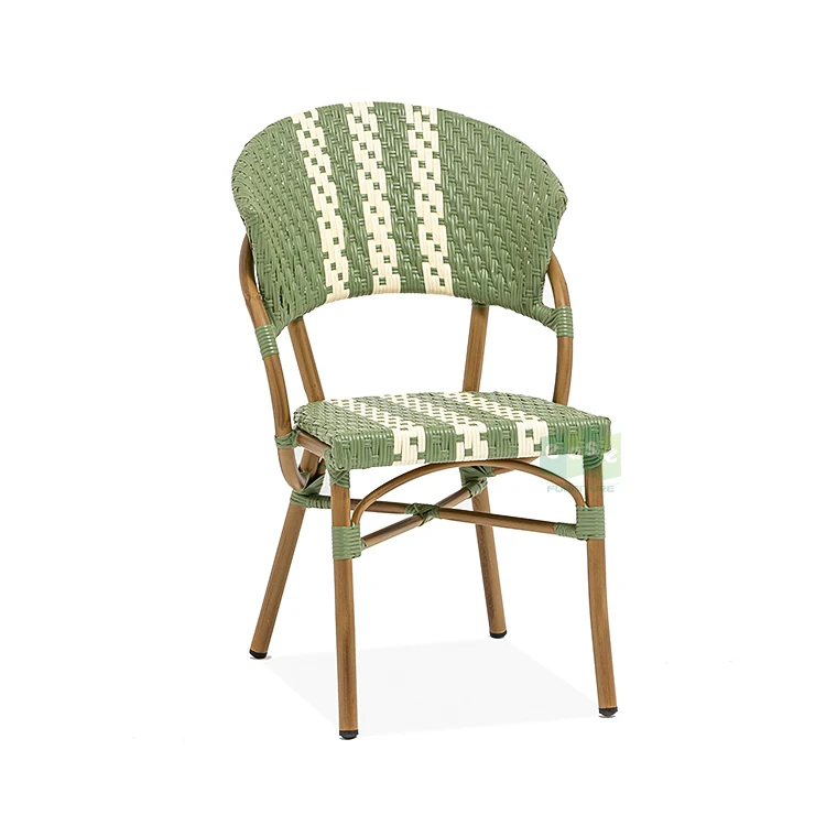 (E6026) الباريسية الحديثة خارج الحديقة الاصطناعية الروطان الخلفي الأثاث الشمال في الهواء الطلق بيسترو الطعام كرسي كرسي استرخاء #1