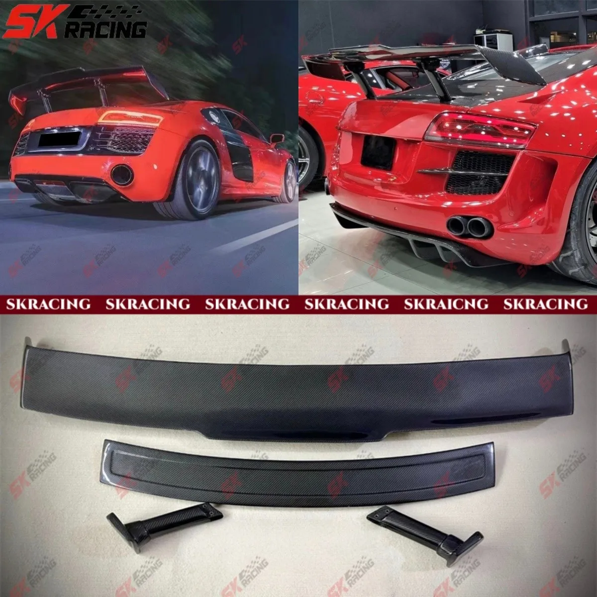 

Glossy Black/Forged/Carbon Fiber Rear Trunk Lip Spoiler Wing For Audi R8 2008-15
