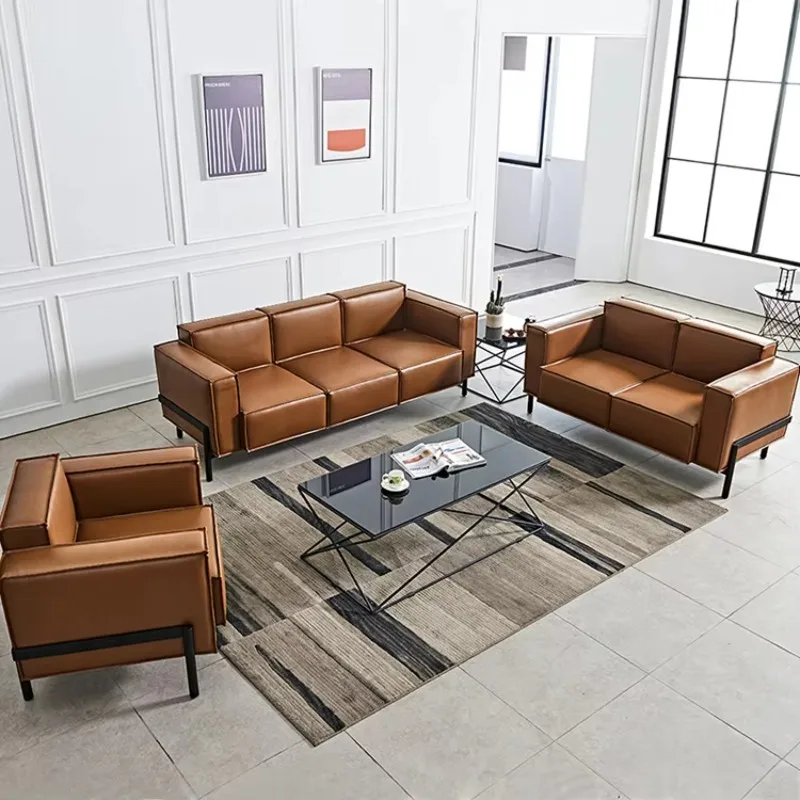 Wholesale Price Modern Leather Sofa Set with Metal Frame for Office Home Office Apartment-Luxury Commercial Use