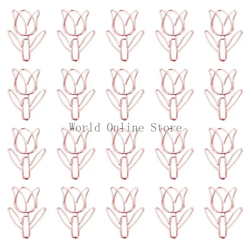 20 PCS Metal Planner Clips Tulips Clips Office Clips Metal Decorative Clips 87HC