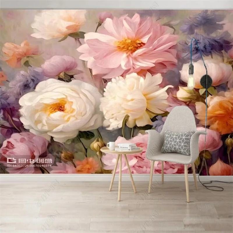 

Custom 3D Beautiful Flower Wallpaper Home Decor Living Room TV Background Wall Mural Self Adhesive Pastoral Floral Wall Papers