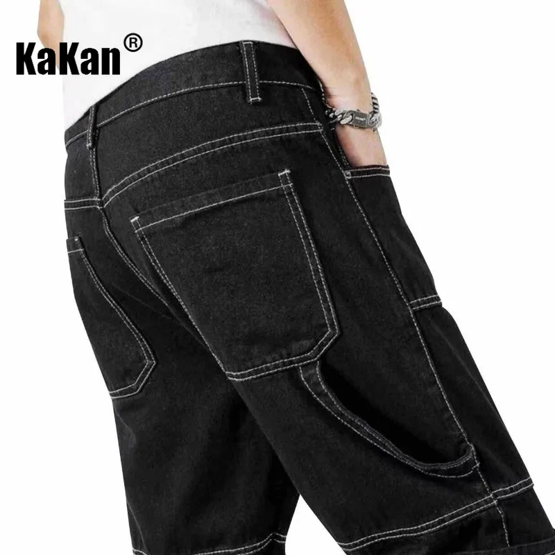 Kakan - New Men's Black Straight Leg Pocket Jeans, Y2k Clothing Workwear Long Jeans Jeans Man Brand