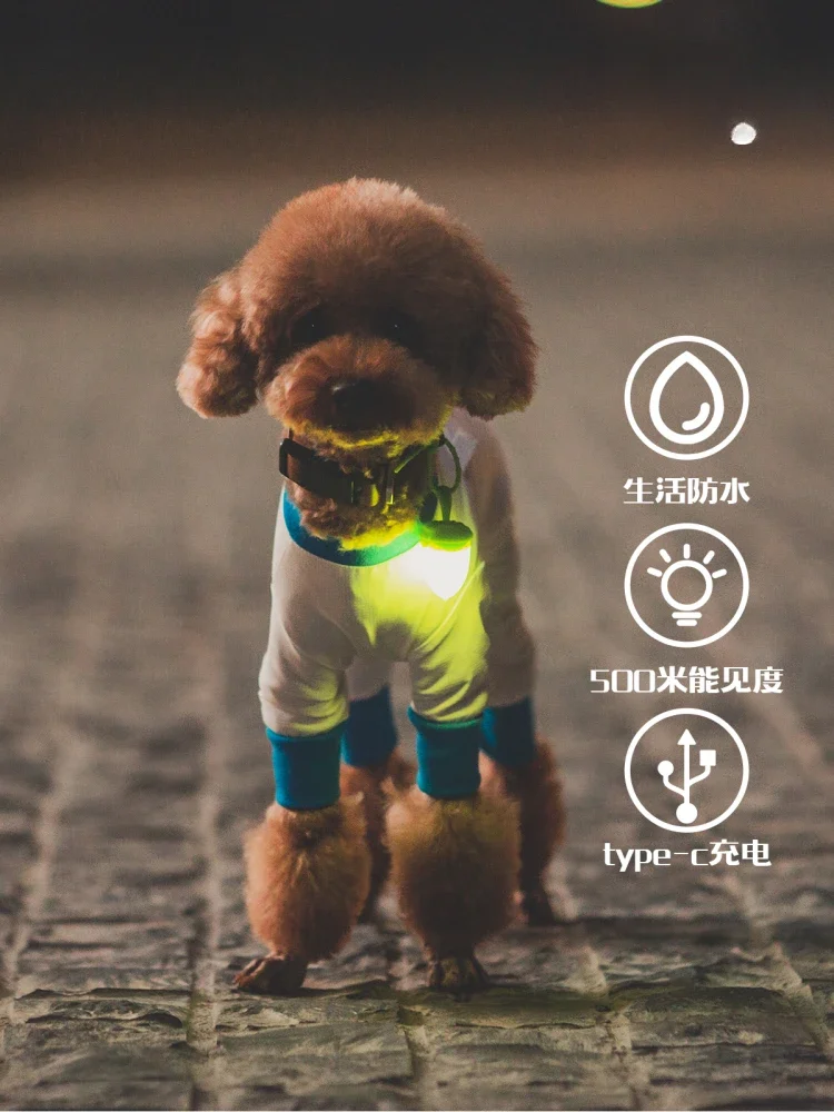 Dog night light pet collar small dog anti-lost luminous pendant night