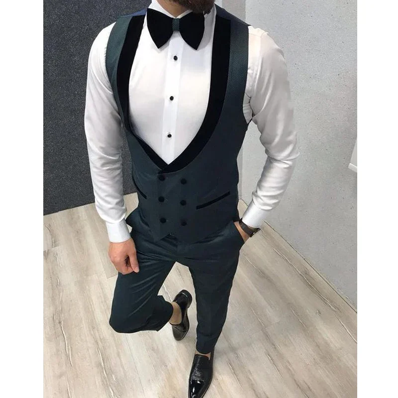 Double Breasted Men Vest for Groomsmen Single One Piece Casual Male Waistcoat Custom Gentleman Fashion Coat