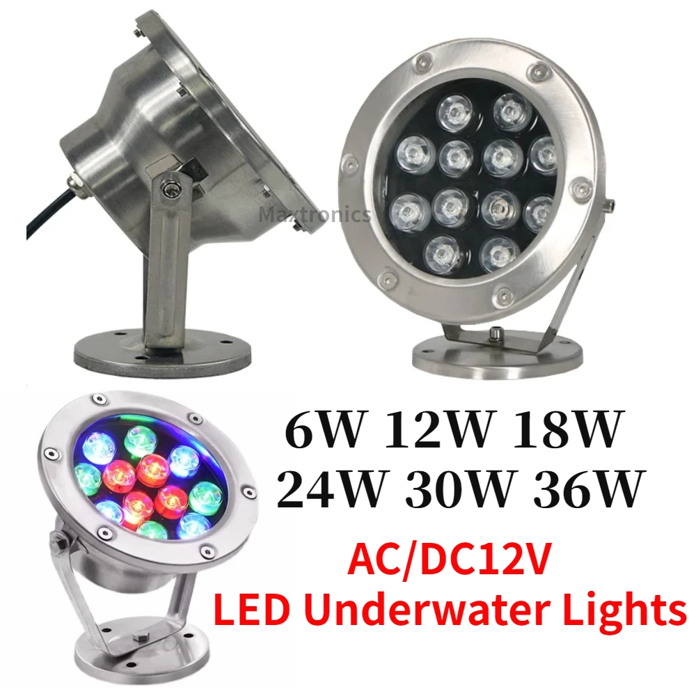 

AC/DC12V LED Underwater Lights RGB/Green/Blue/Yellow/White 6W 12W 18W 24W 30W 36W for Outdoor Garden Landscape Pool Spot Light