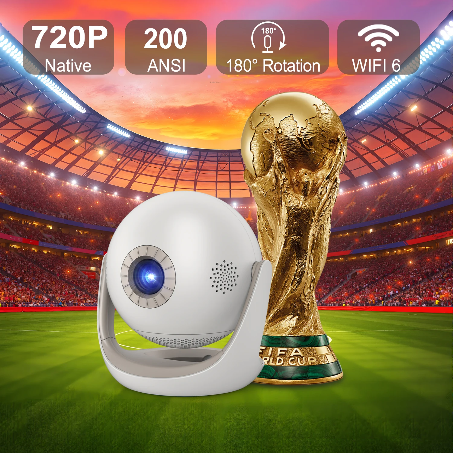 Portable Mini Android WiFi Wireless Mirroring Screen Short Throw Football Video Projector for Outdoor Camping