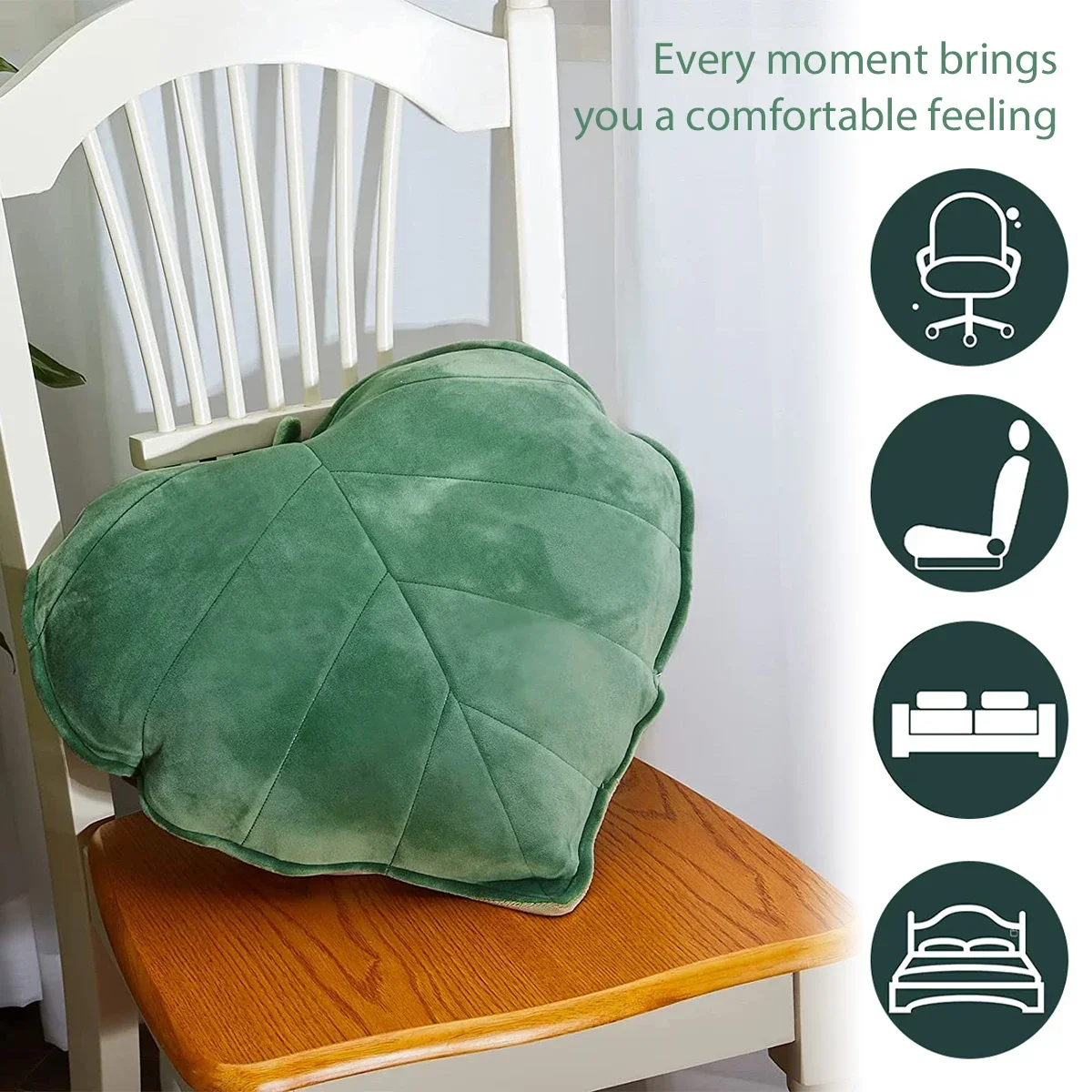 3D Leaf Shaped Throw Pillows Plant Pillow Novelty Plush Cushion Backrest Pillow Home Decor for Car, Bedroom, Sofa, Couch