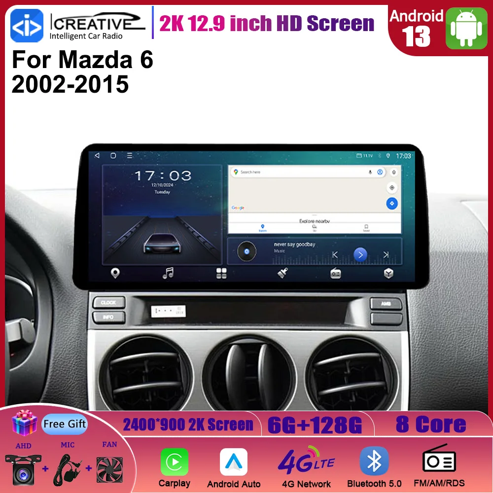 2din DSP Android Carplay Auto Stereo Car Radio For Mazda 6 2004-2015 Intelligent Multimedia Player 12.3