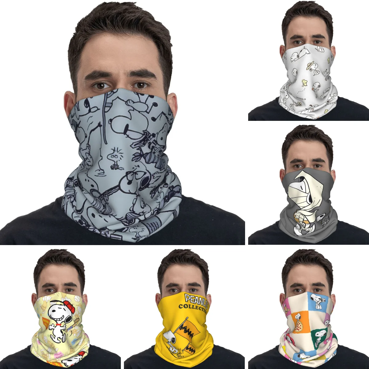 Snoopy Grey Collage Balaclava Outdoor Sports Bicycle Mask Anti-UV Soft Motorcycle Face Masks Spring y2k Funny Neck Gaiter