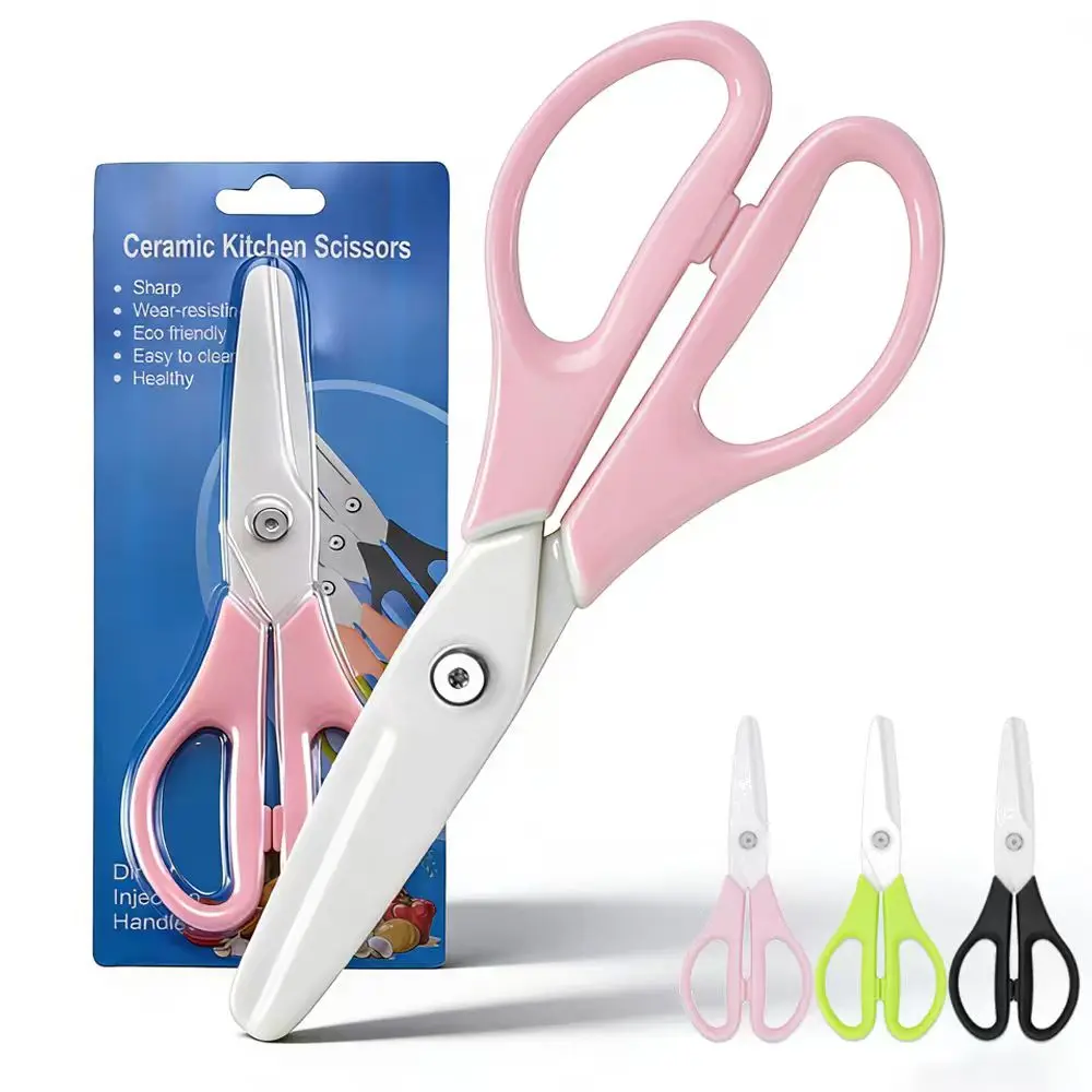 Dobeli 8 inch Zirconia Ceramics Sharp Blade Portable Babies Hand Tools PP Handle Children's Complementary Food Scissors Kitchen