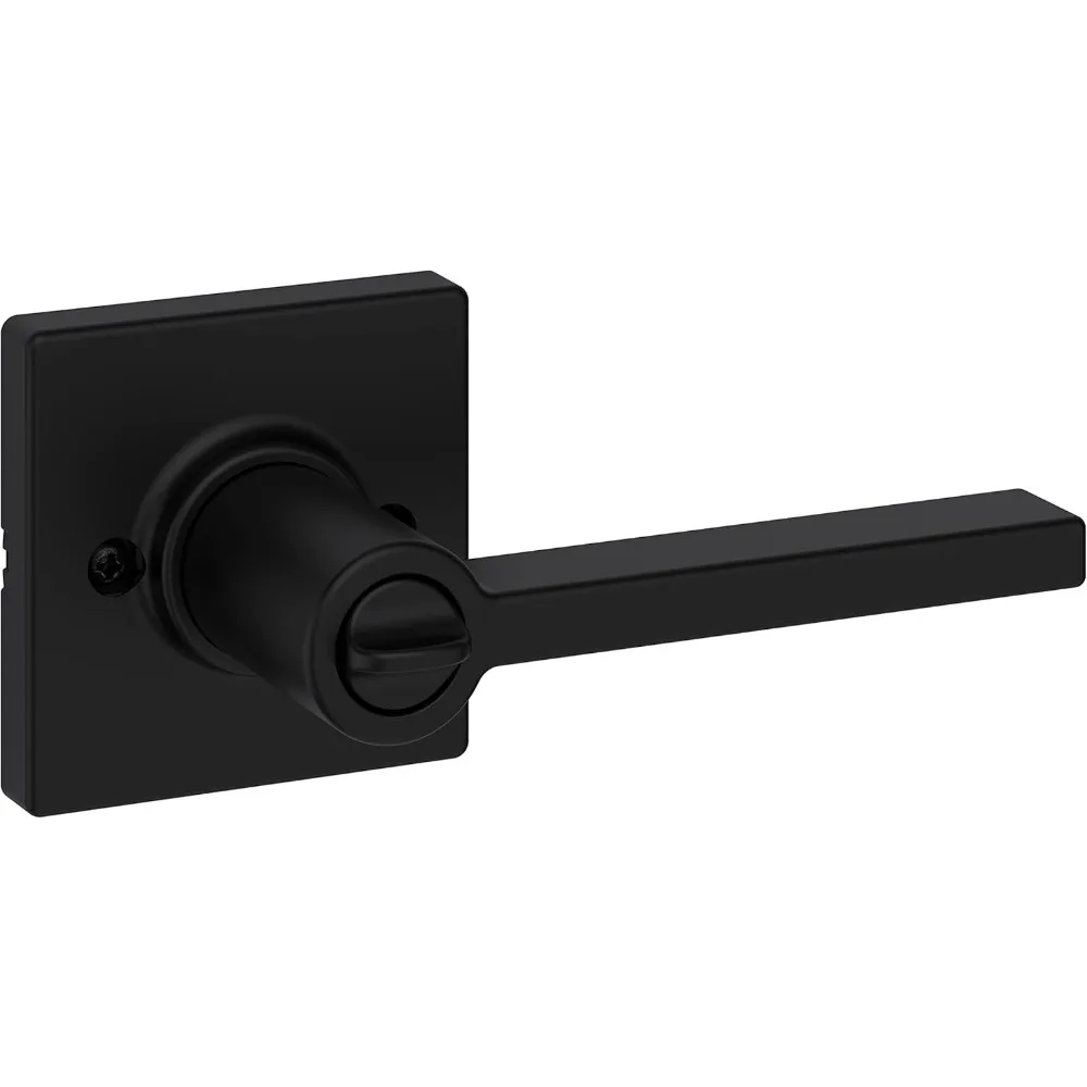 Casey Interior Privacy Door Handle with Lock, Door Lever For Bathroom and Bedroom, Matte Black Reversible Keyless Turn Lock, wi