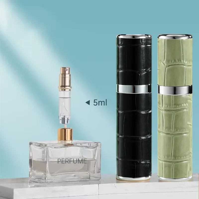 

5ml Leather Portable Mini Refillable Perfume Bottle Bottom Spray Scent Pump Empty Cosmetic Container Atomizer Bottle for Travel