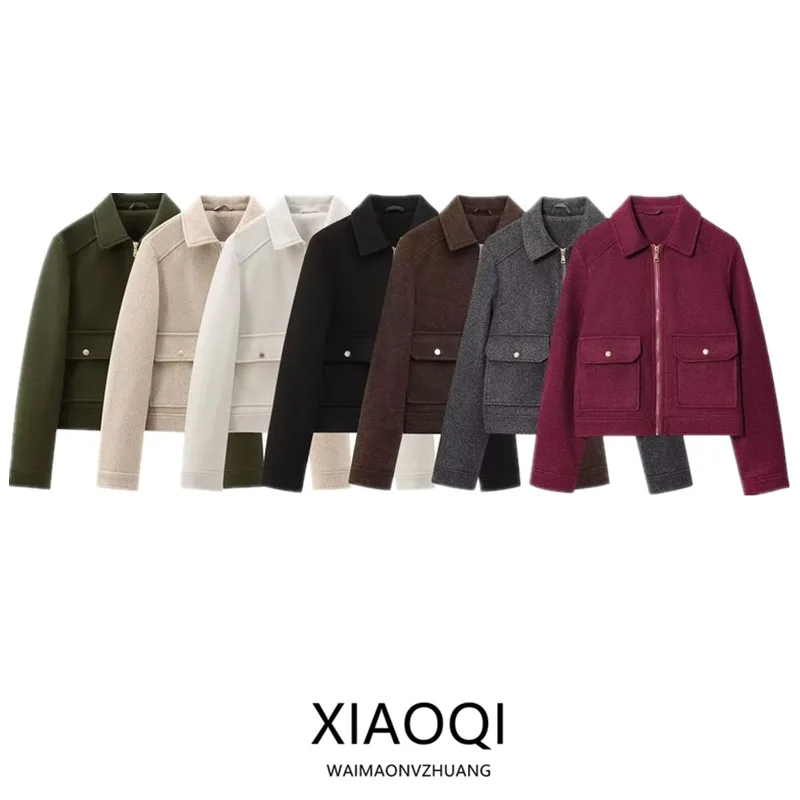 Autunno 2024 Cappotto Jaet morbido da donna Design con cerniera decorato Versatile caldo vestibilità ampia da donna Faion ort Capispalla