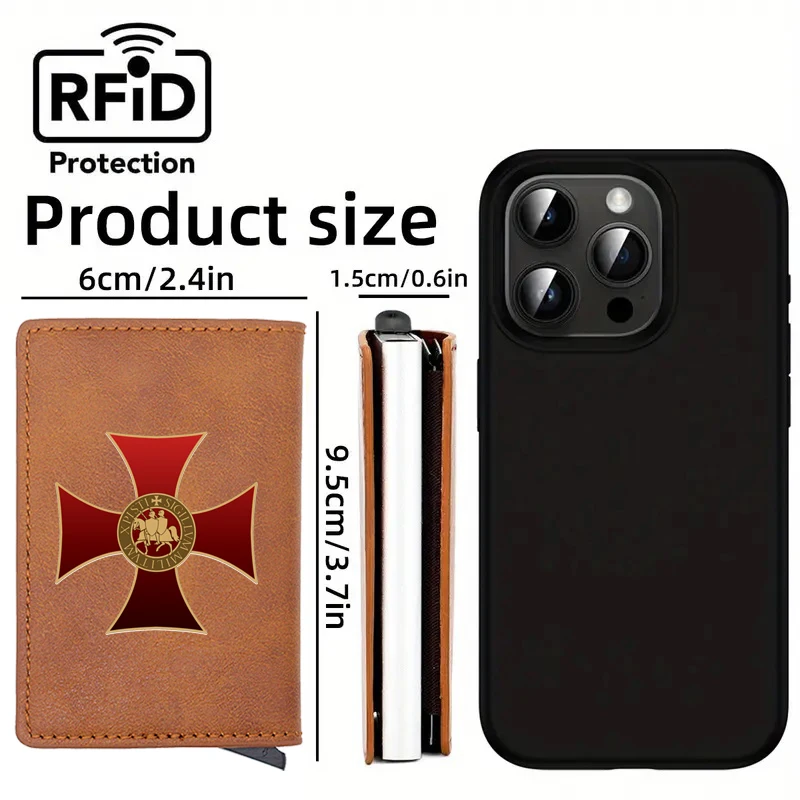 Vintage Knights Templar Cross Cover Rfid Credit Card Holder Men Wallets Bank Cardholder Case Small Slim Thin Mini Women Wallet