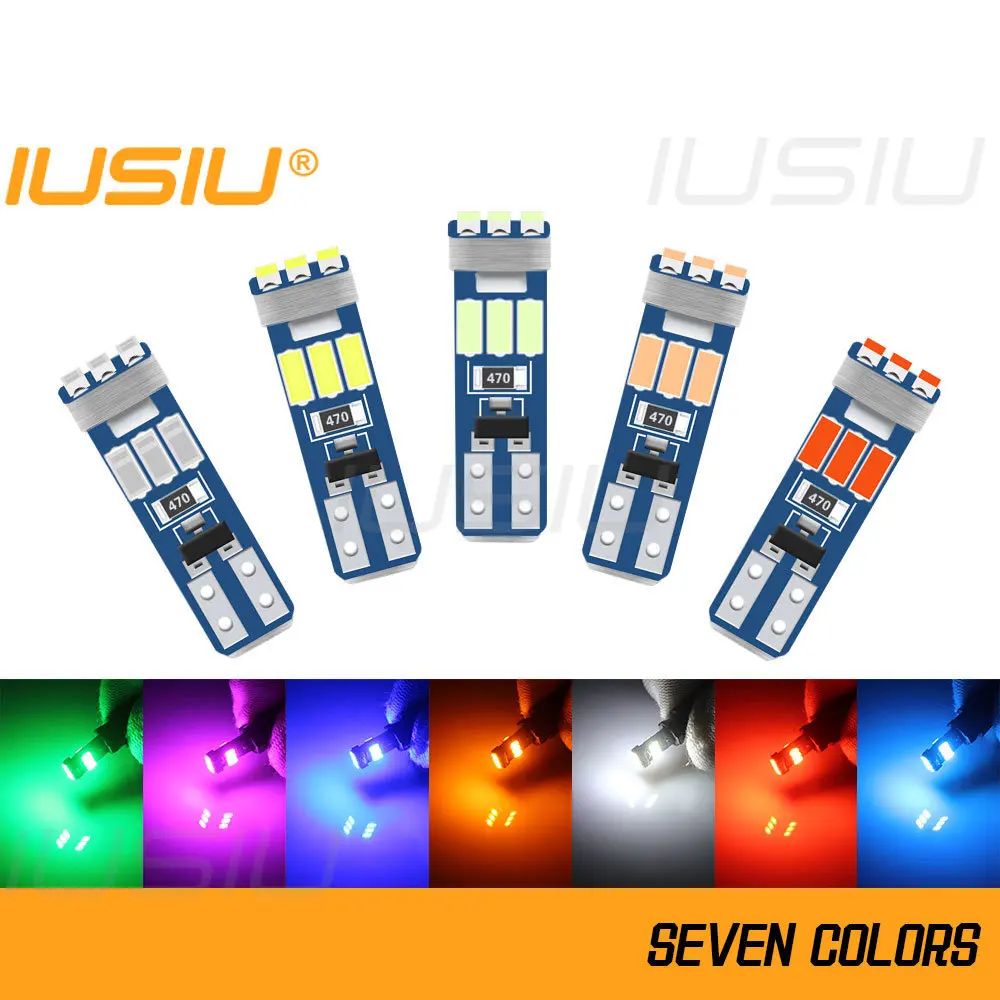 IUSIU 8PCS 9SMD Non Polar Led T5 Bulb W3W 3014 73 Warning Indicator Instrument Dashboard Plate Panel Car Light Signal Lamp 12V