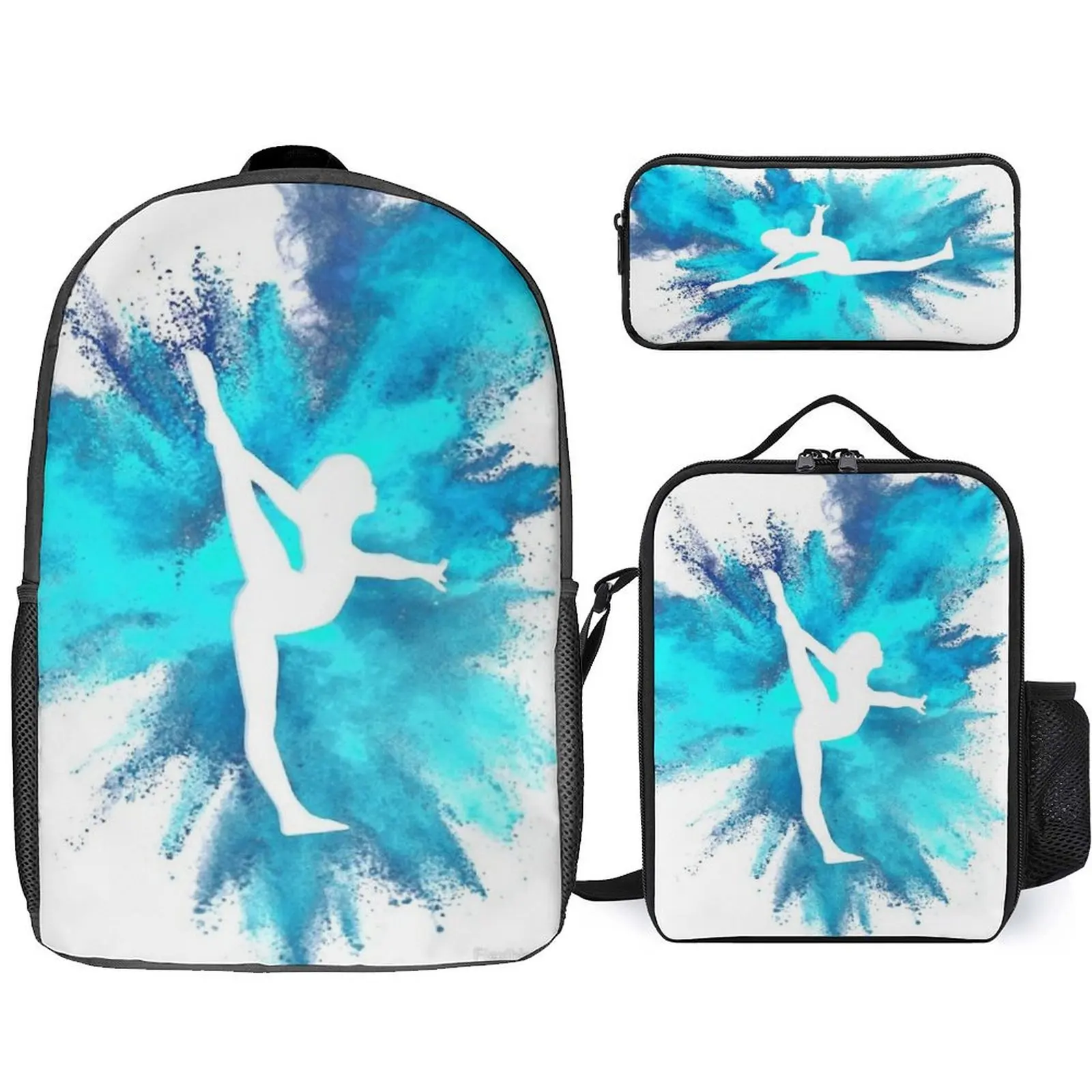 

Watercolor Gymnastics 3d Printing Schoolbag Basketball Players Back-To-School Season Custom Backpack Meal Bag Pen Bag