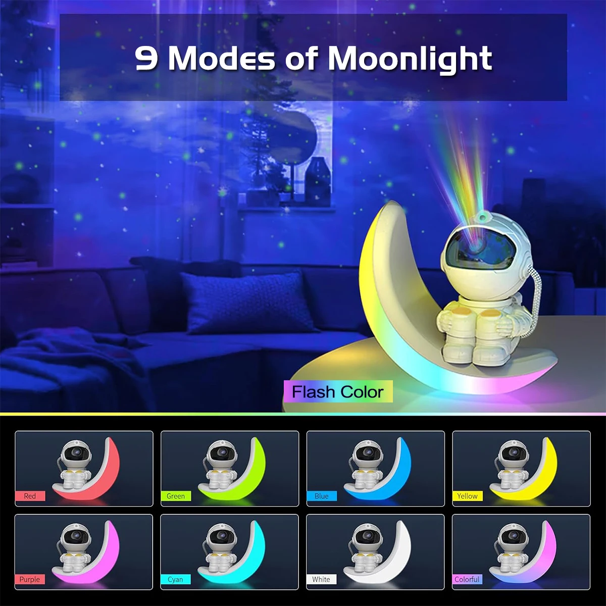 Astronaut Galaxy Star Projector Night Light 360° Space Man Colorful Moon Buddy Starry Nebula Ceiling Projector Sky LED Starlight