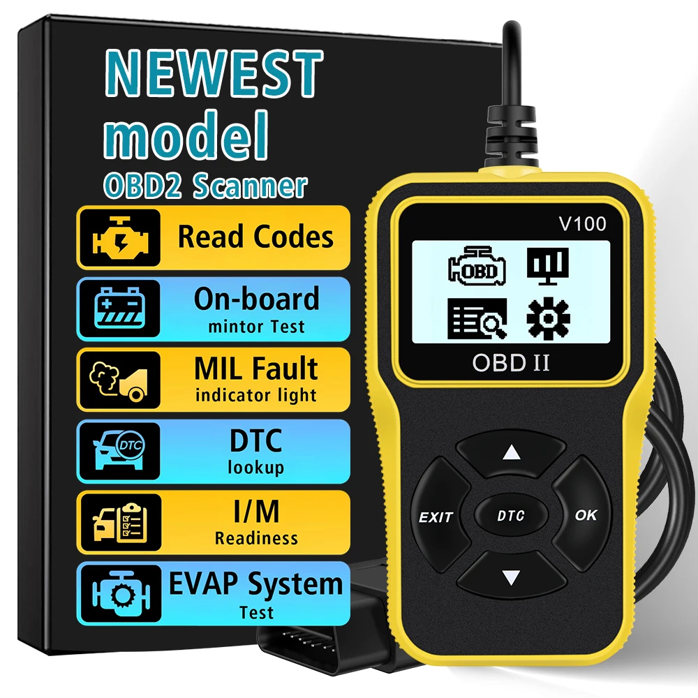 

OBD2 Считыватель кодов OBD 2 Сканер Инструмент для диагностики двигателя Автомобильные аксессуары Автомобильные диагностические инструменты V100 16-контактный цифровой дисплей