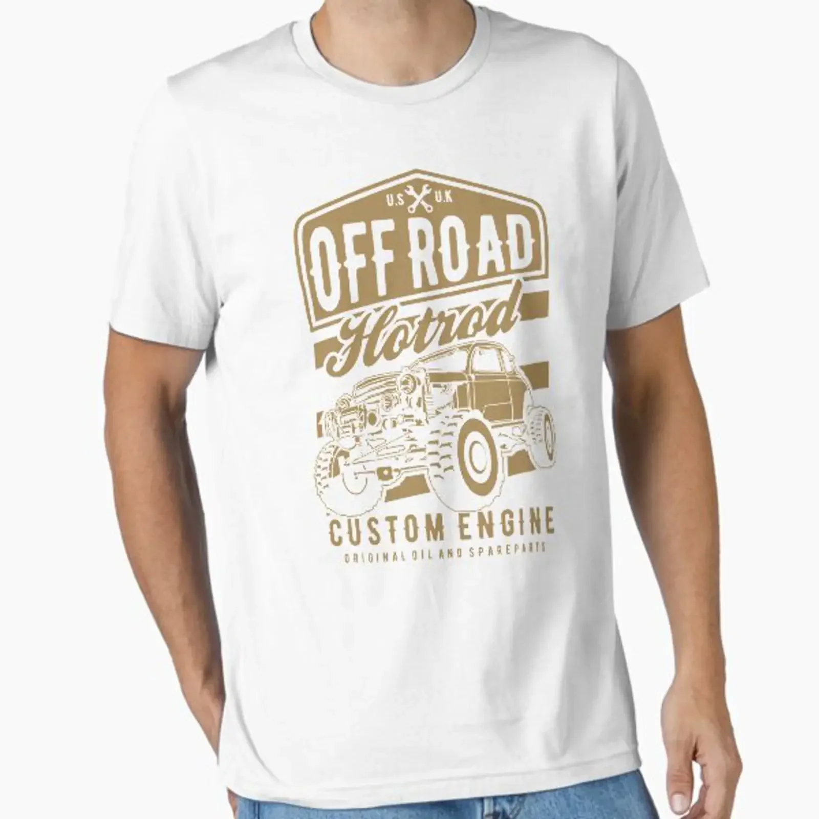 Off-Road-Auto Essential T-Shirt Vintage Washed Homme Stilvolles Streetwear-Oberteil für den Alltag Mode Vielseitig Atmungsaktiv
