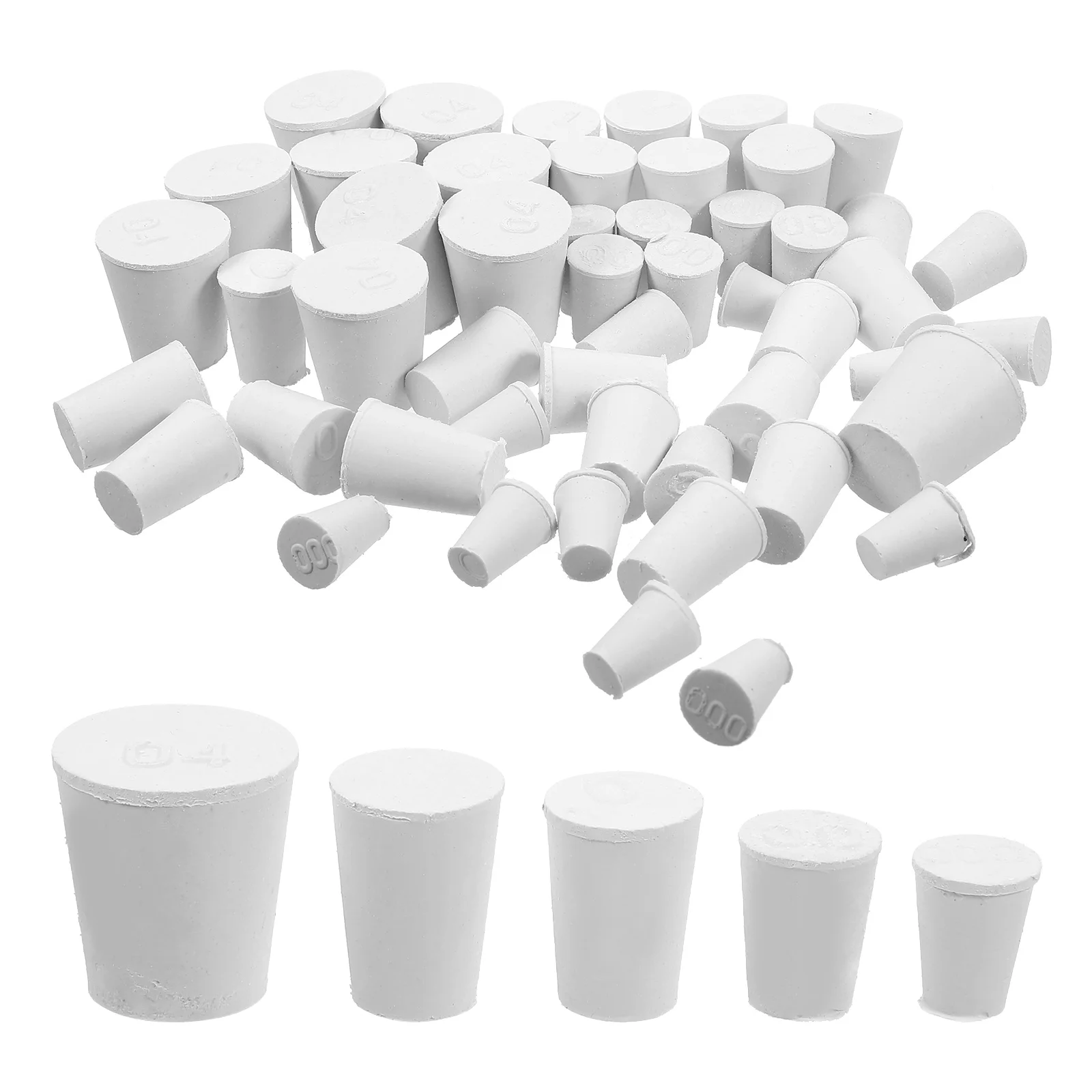 

50pcs Rubber Stoppers Lab Sealing Plug For Glass Container Hole Tank Assorted Sizes Lab Equipment Replacement Solid