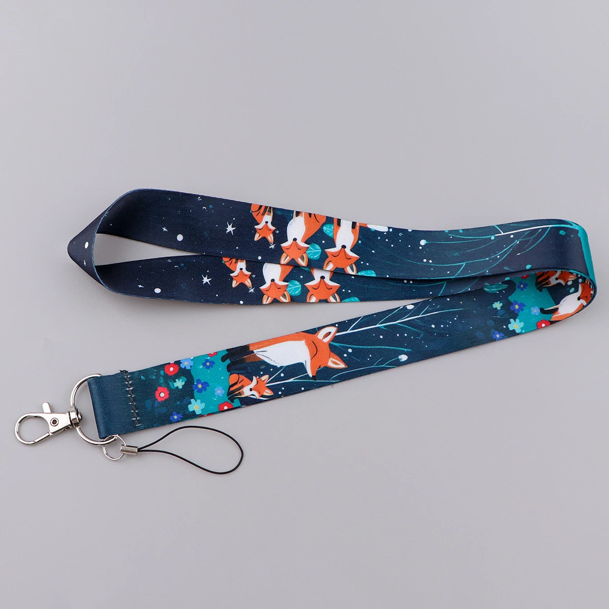 Cartoon Cute Little Fox Credential Holder Lanyard